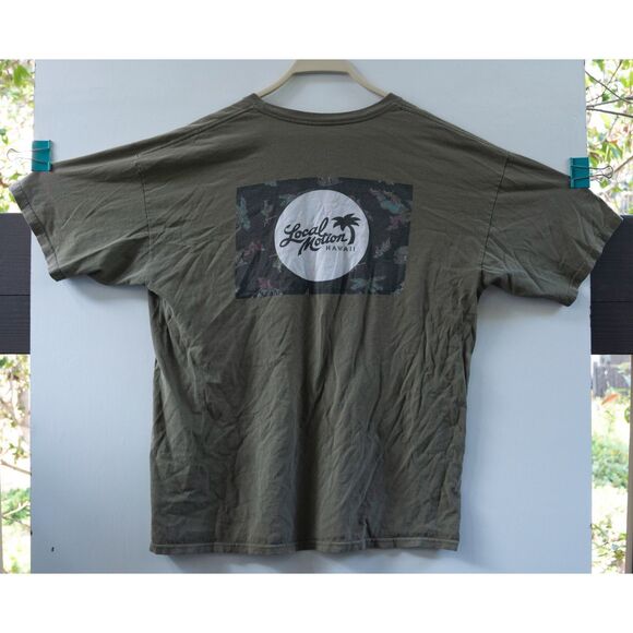 Local Motion Hawaii T-Shirt Men's Army Green Hawaiian Surfing Size XL - Picture 1 of 6